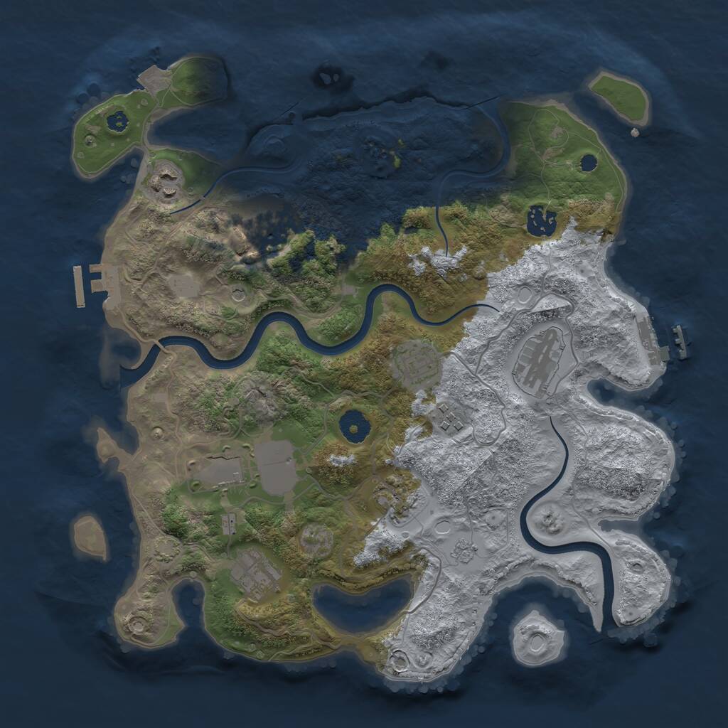 Rust Map: Procedural Map, Size: 3500, Seed: 46351480, 15 Monuments