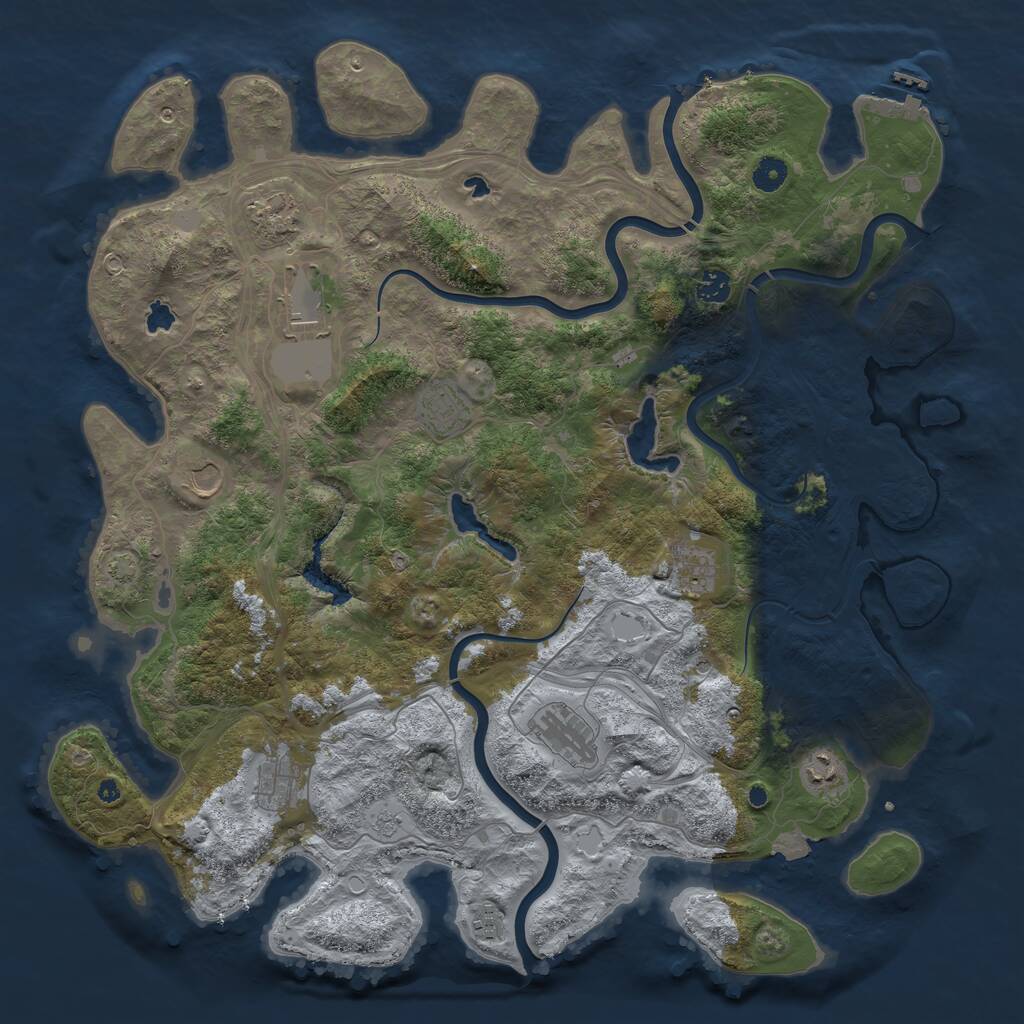 Rust Map: Procedural Map, Size: 4500, Seed: 970865570, 15 Monuments