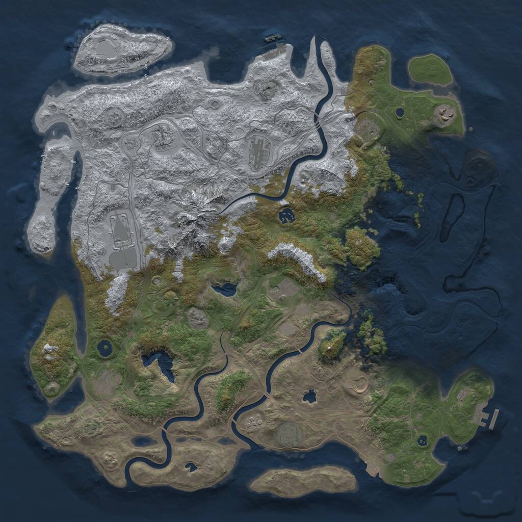 Rust Map: Procedural Map, Size: 5000, Seed: 983380301, 17 Monuments