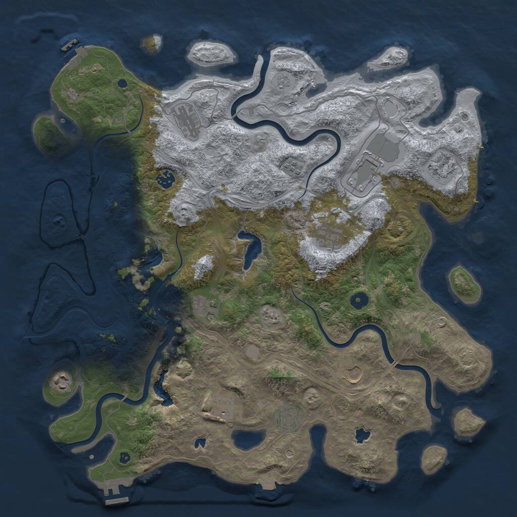 Rust Map: Procedural Map, Size: 4500, Seed: 122477263, 17 Monuments