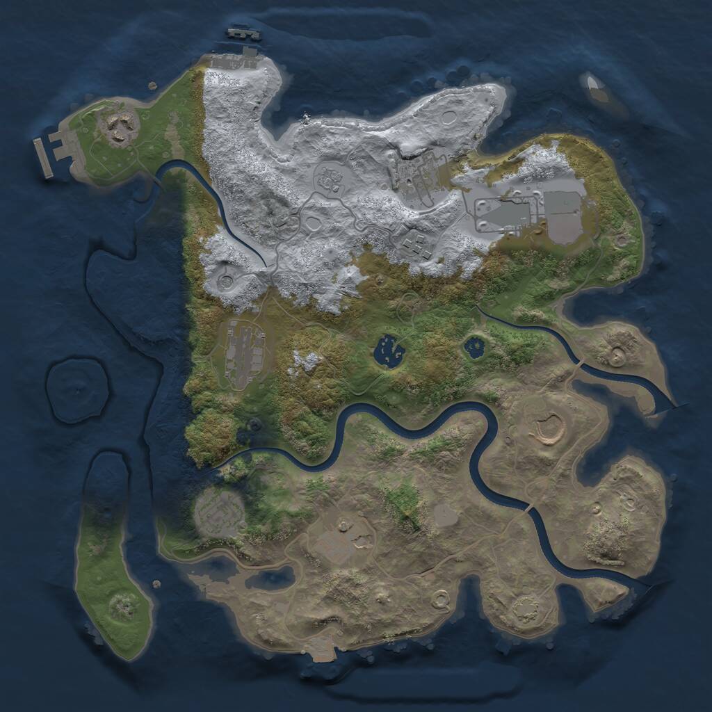 Rust Map: Procedural Map, Size: 3500, Seed: 4884, 15 Monuments