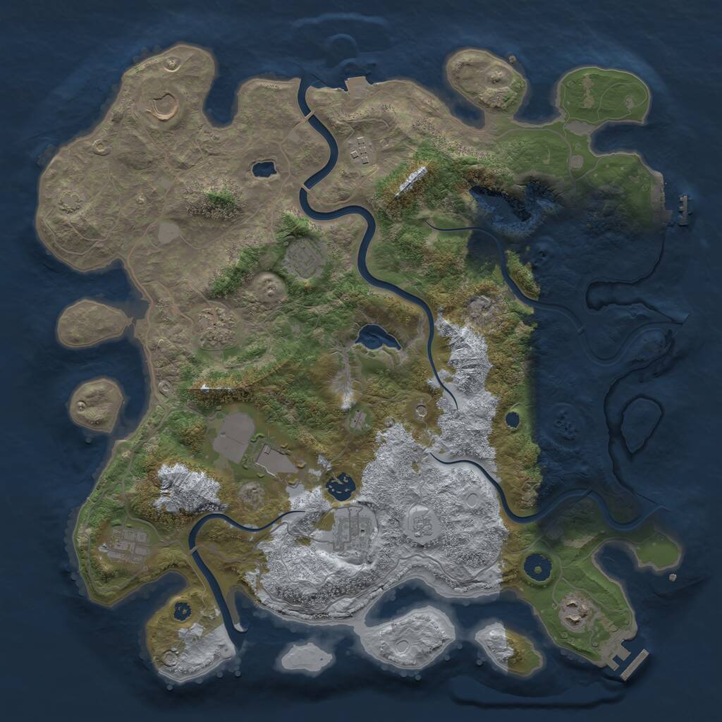 Rust Map: Procedural Map, Size: 4000, Seed: 873428, 15 Monuments