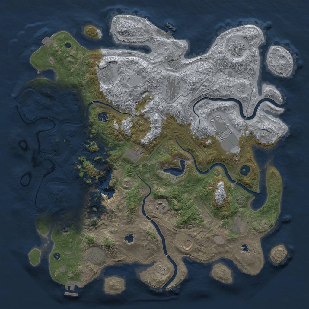 Rust Map: Procedural Map, Size: 4500, Seed: 529023990, 17 Monuments