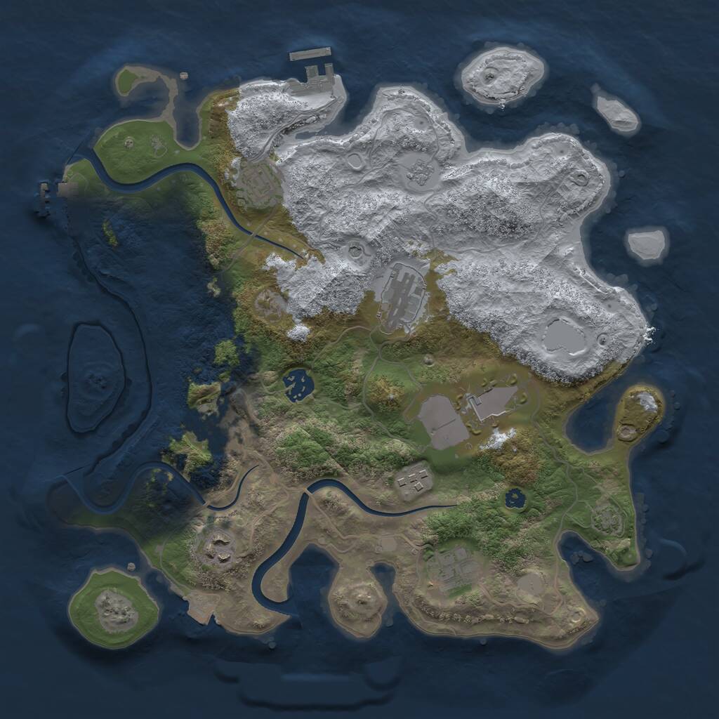 Rust Map: Procedural Map, Size: 3500, Seed: 571321042, 14 Monuments