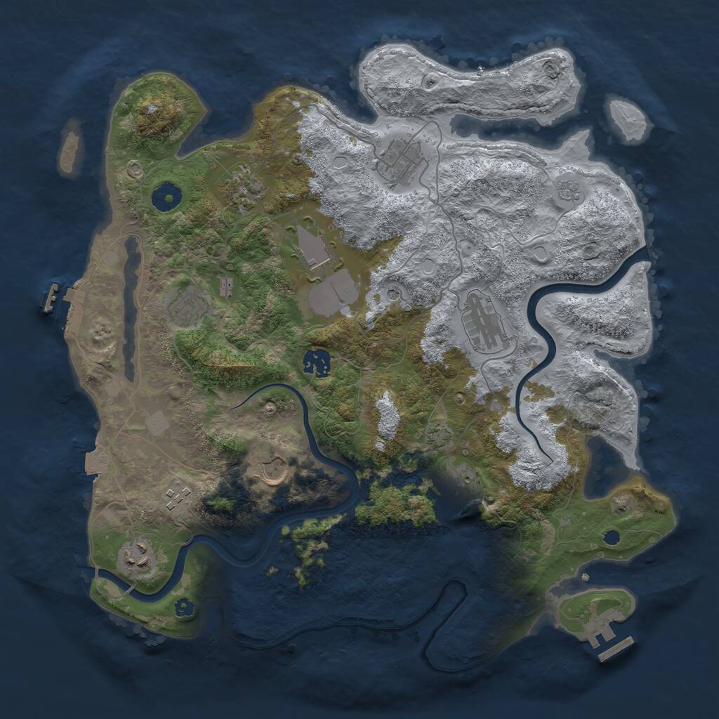 Rust Map: Procedural Map, Size: 3750, Seed: 365893831, 16 Monuments
