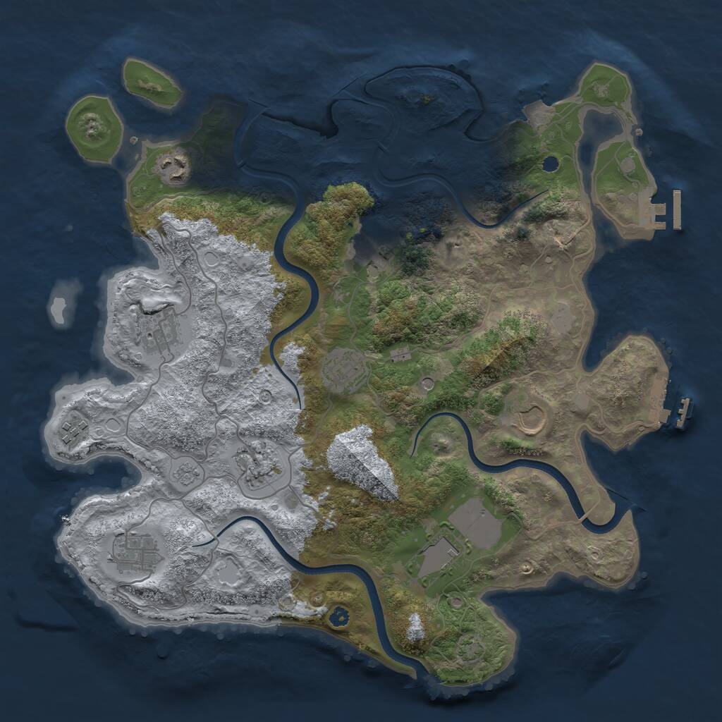 Rust Map: Procedural Map, Size: 3700, Seed: 419555, 15 Monuments