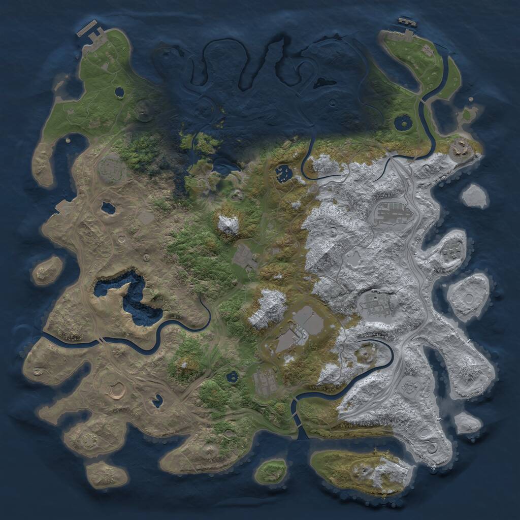 Rust Map: Procedural Map, Size: 4500, Seed: 915483726, 16 Monuments