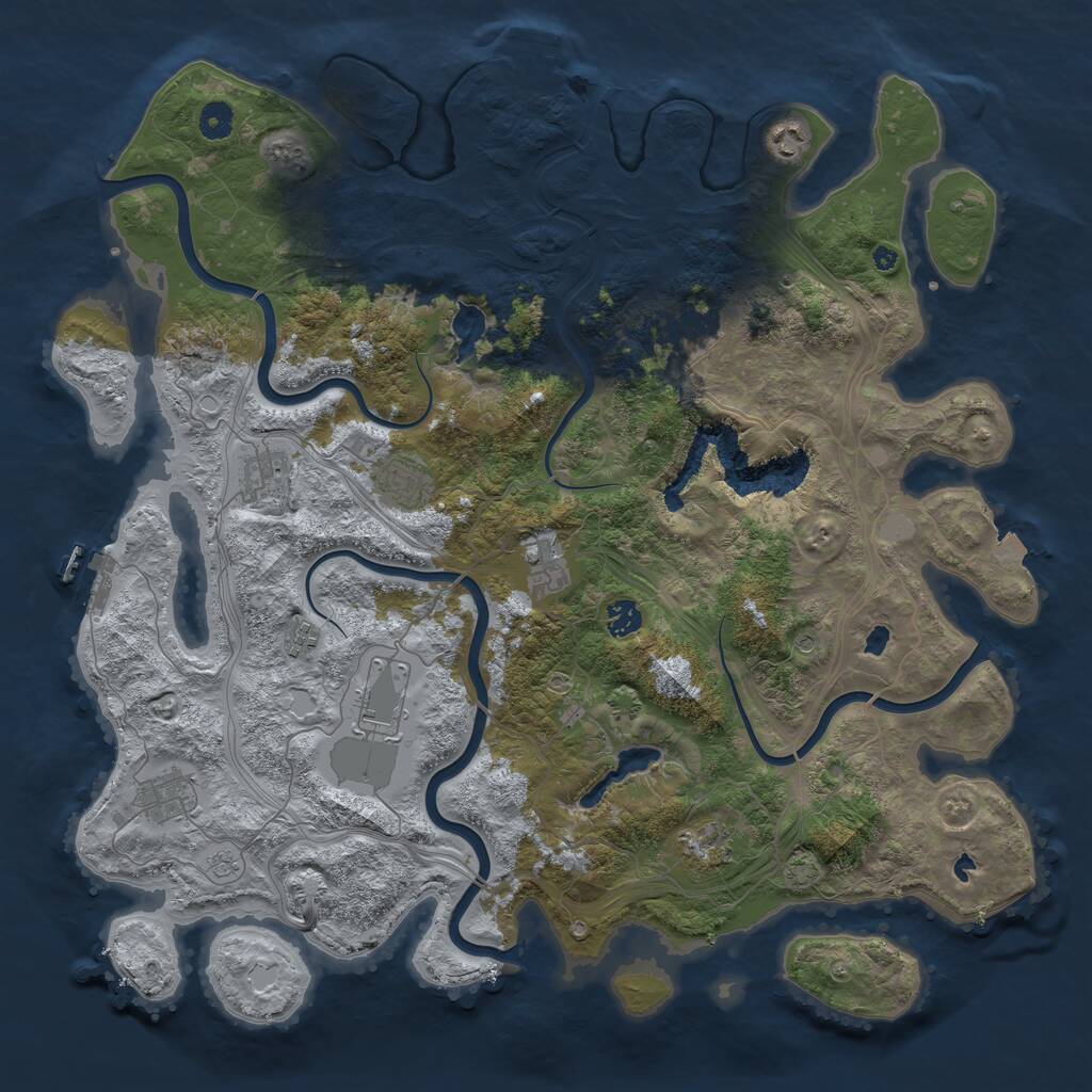 Rust Map: Procedural Map, Size: 4500, Seed: 34415970, 16 Monuments