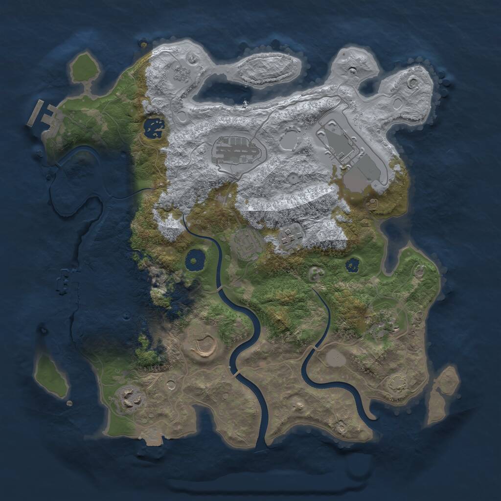 Rust Map: Procedural Map, Size: 3500, Seed: 2046983176, 14 Monuments