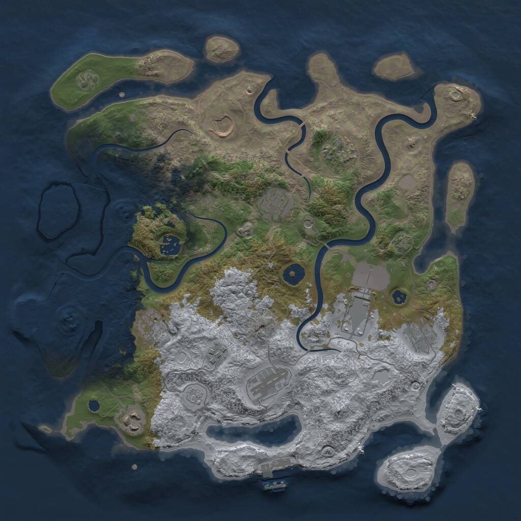 Rust Map: Procedural Map, Size: 3750, Seed: 938302076, 16 Monuments