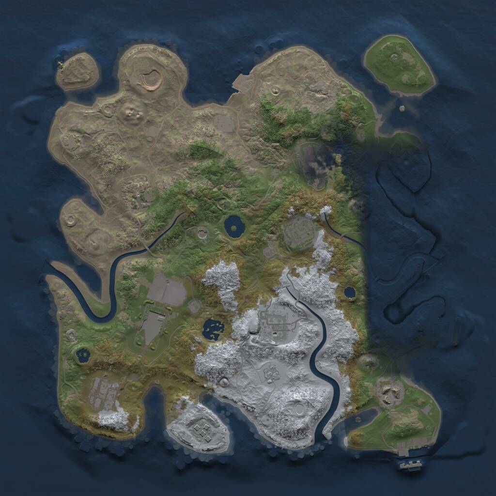 Rust Map: Procedural Map, Size: 3500, Seed: 961416354, 16 Monuments