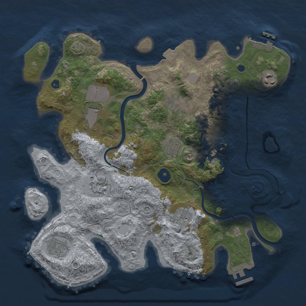 Rust Map: Procedural Map, Size: 3500, Seed: 691960268, 14 Monuments