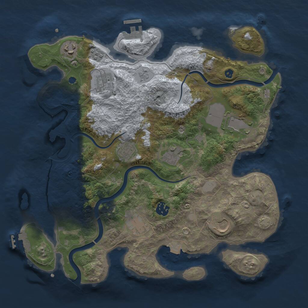 Rust Map: Procedural Map, Size: 3500, Seed: 1890575827, 15 Monuments