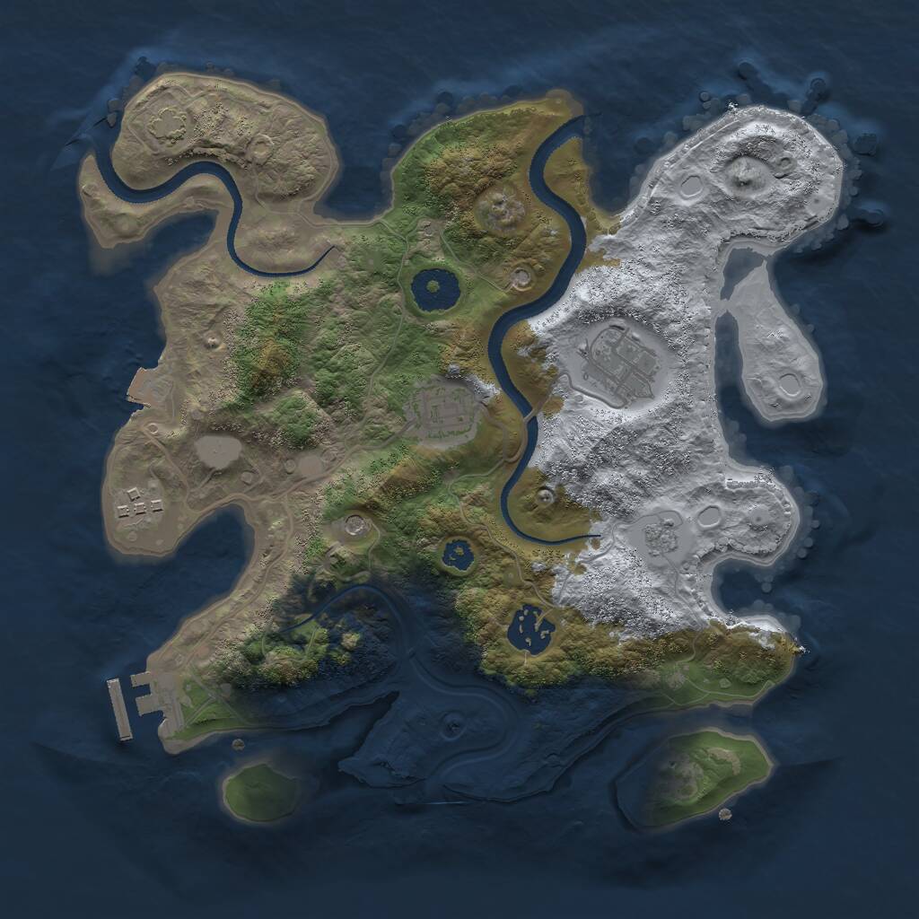 Rust Map: Procedural Map, Size: 3000, Seed: 1943954443, 9 Monuments