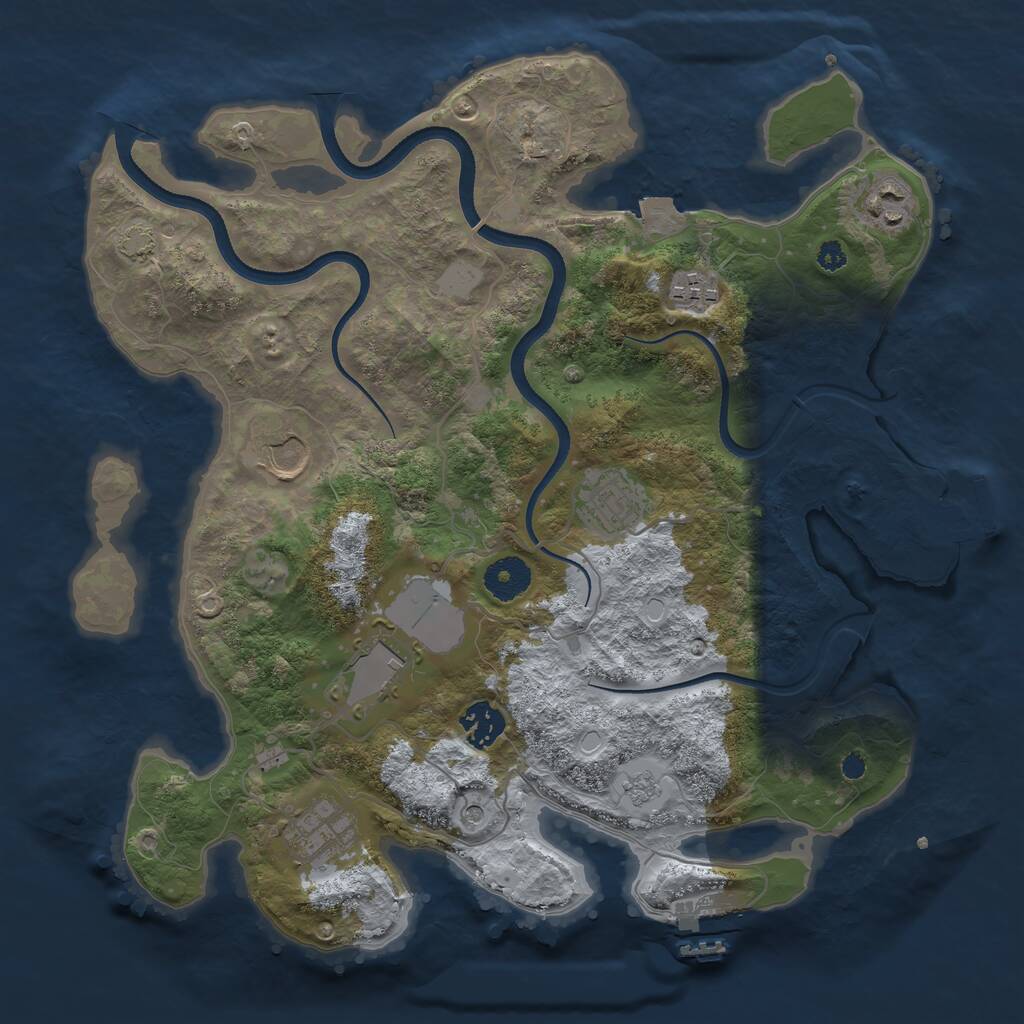 Rust Map: Procedural Map, Size: 3500, Seed: 8721534, 13 Monuments