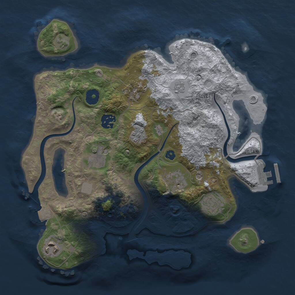 Rust Map: Procedural Map, Size: 3000, Seed: 854432, 11 Monuments