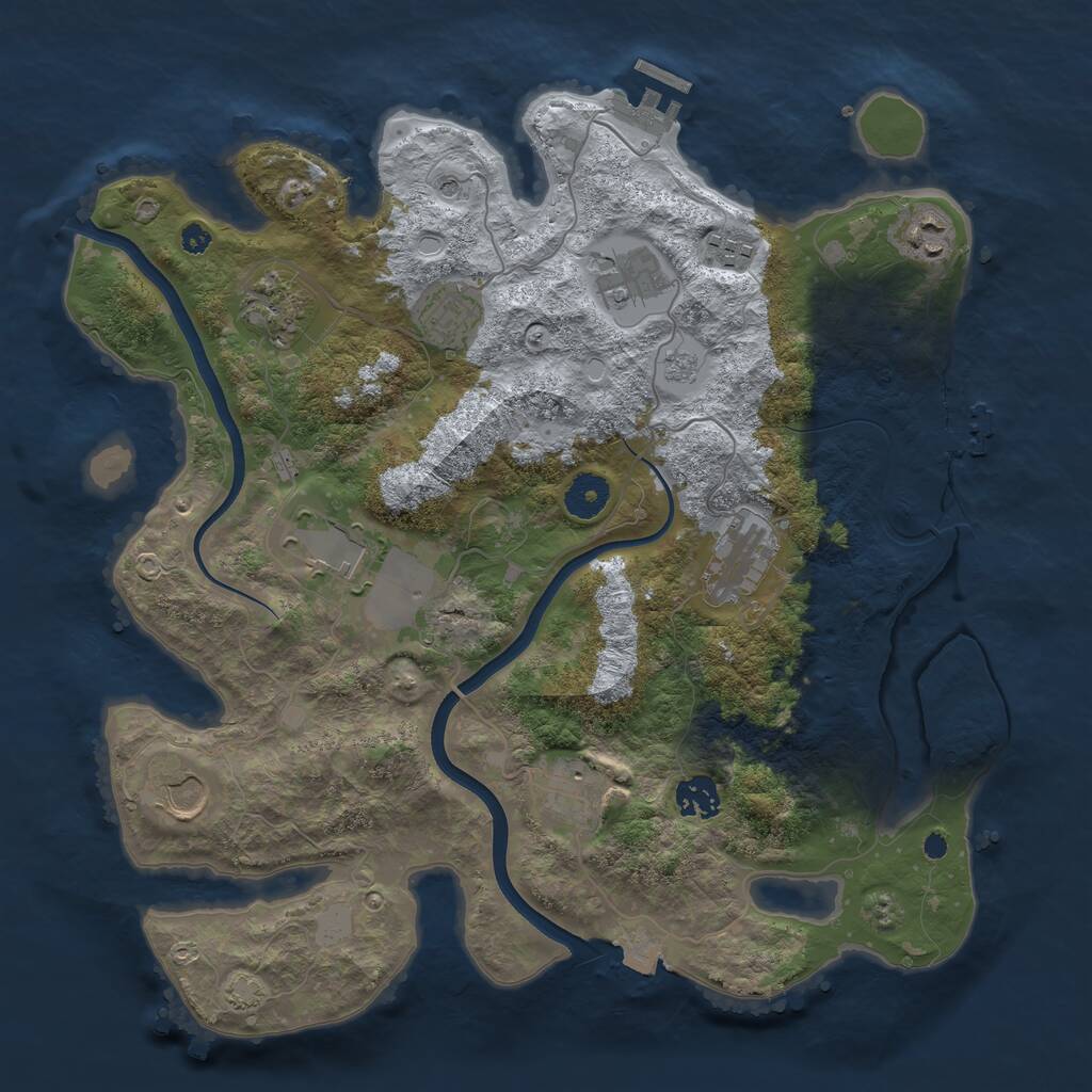 Rust Map: Procedural Map, Size: 3700, Seed: 1394539413, 16 Monuments