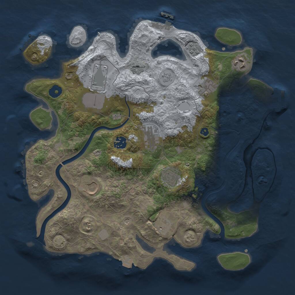 Rust Map: Procedural Map, Size: 3500, Seed: 43215, 15 Monuments