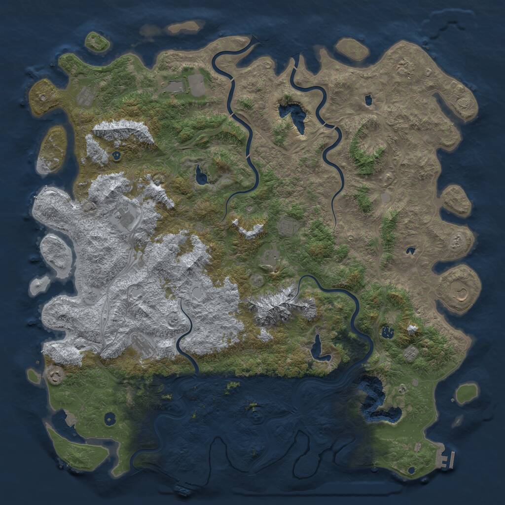 Rust Map: Procedural Map, Size: 6000, Seed: 84726193, 17 Monuments