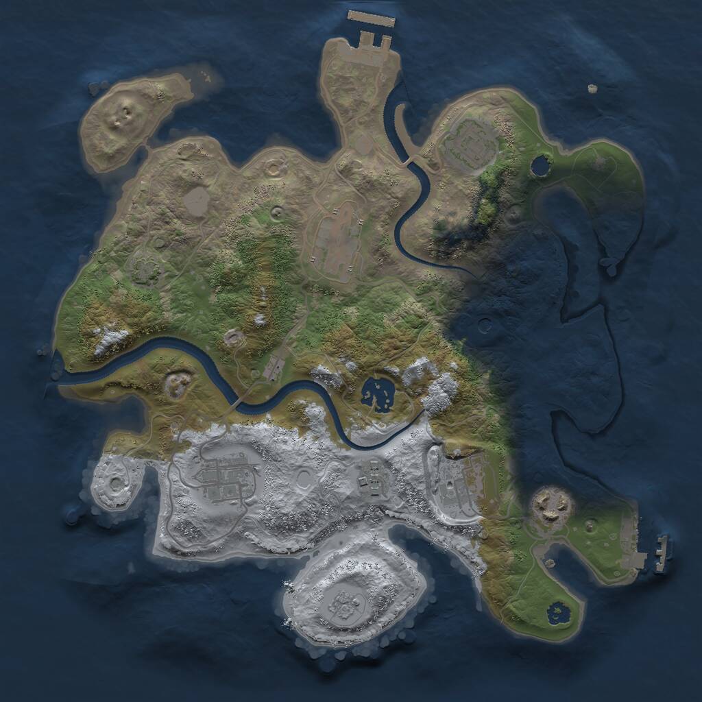 Rust Map: Procedural Map, Size: 3000, Seed: 1243087209, 13 Monuments