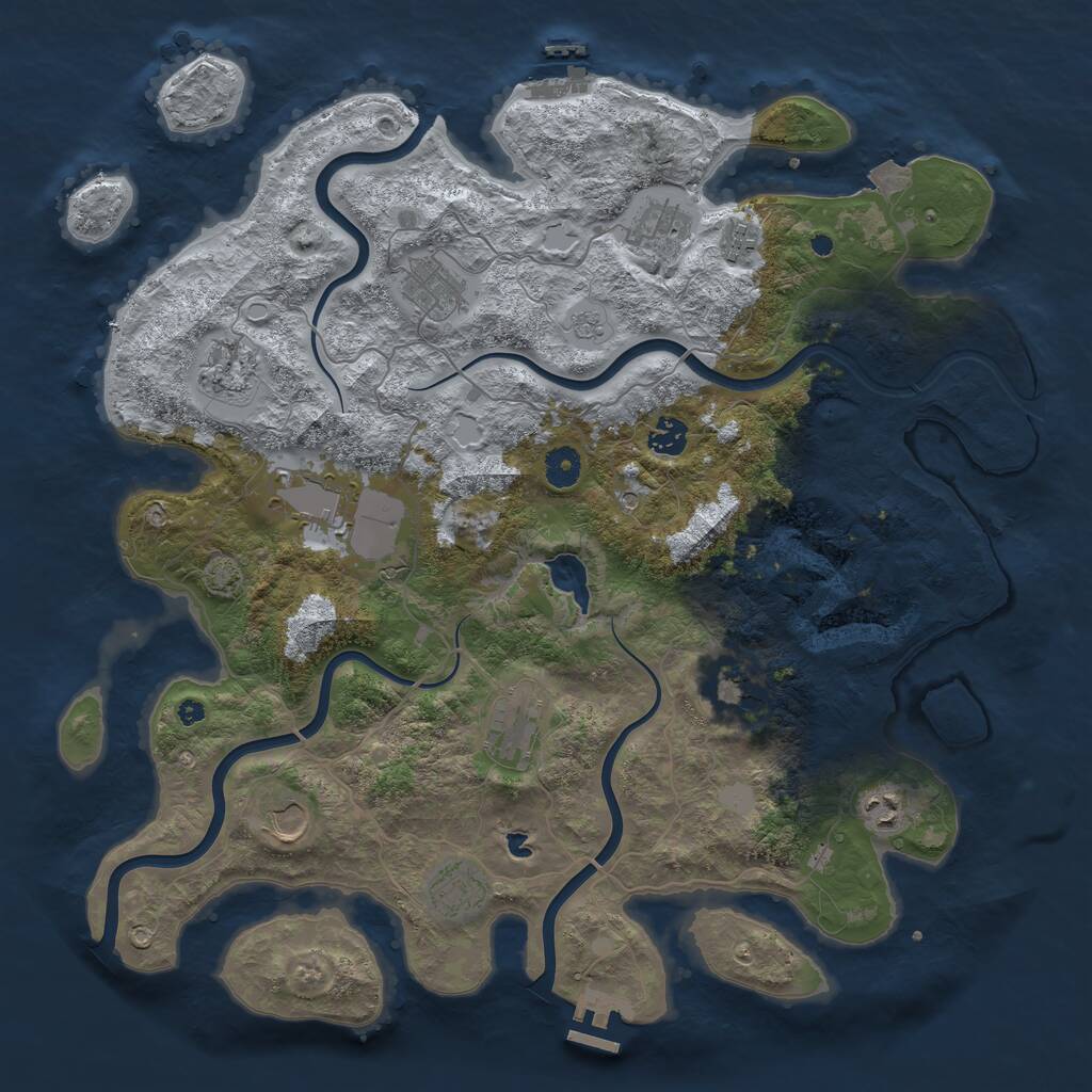 Rust Map: Procedural Map, Size: 4200, Seed: 1182838761, 17 Monuments
