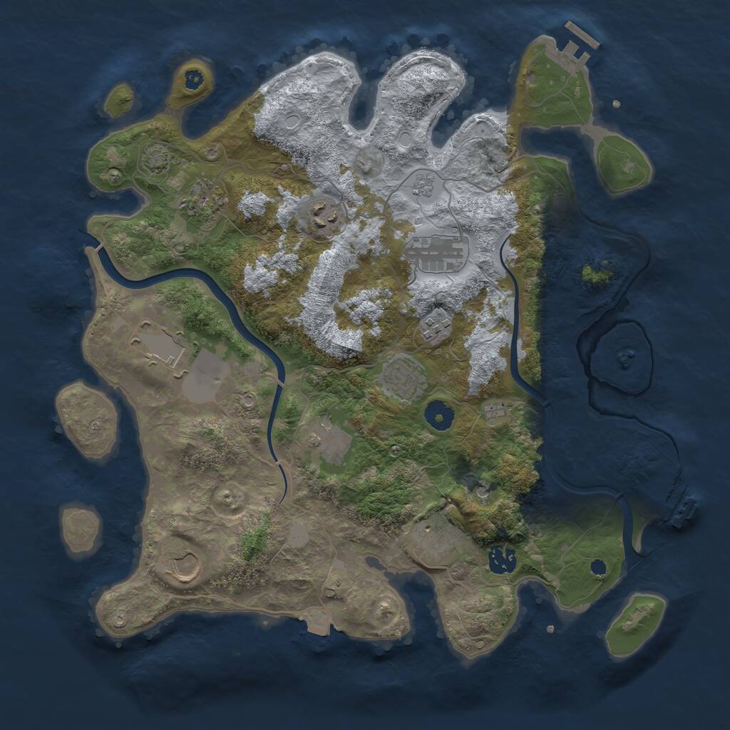 Rust Map: Procedural Map, Size: 3750, Seed: 1233957686, 16 Monuments