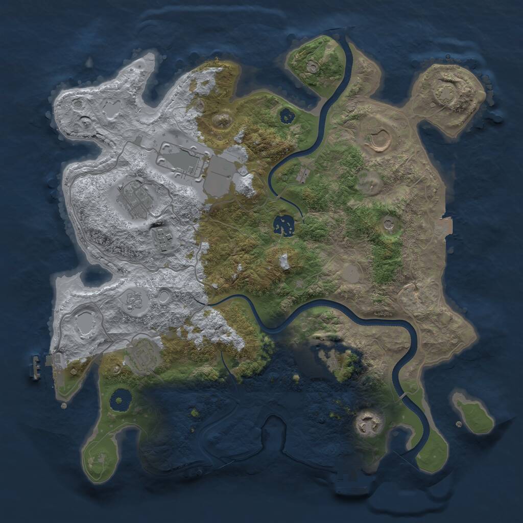 Rust Map: Procedural Map, Size: 3500, Seed: 700207400, 14 Monuments