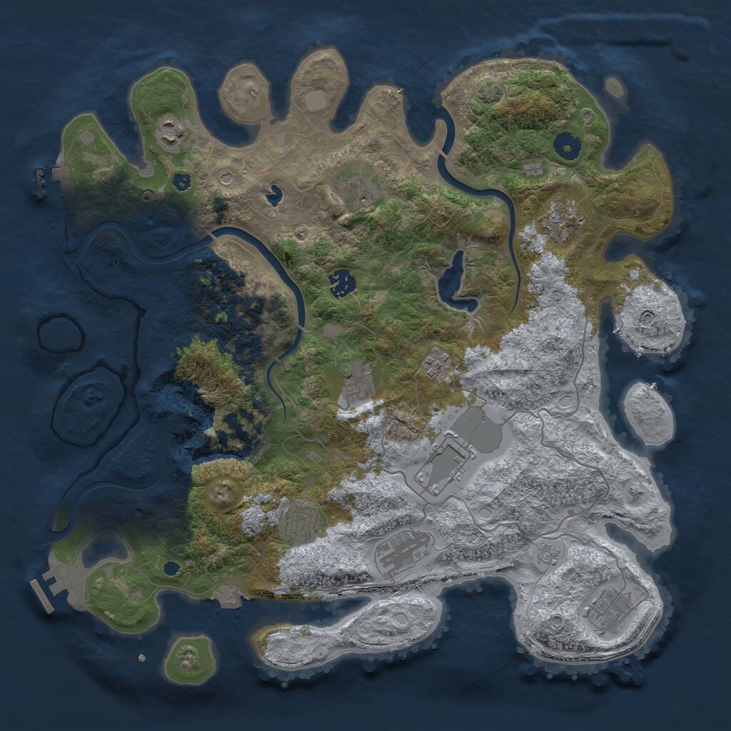 Rust Map: Procedural Map, Size: 4000, Seed: 13374000, 16 Monuments