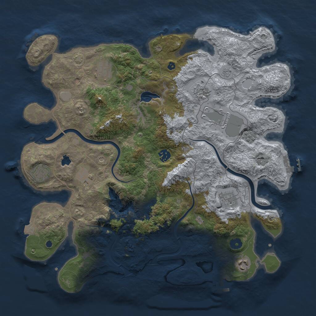Rust Map: Procedural Map, Size: 4000, Seed: 52313, 15 Monuments
