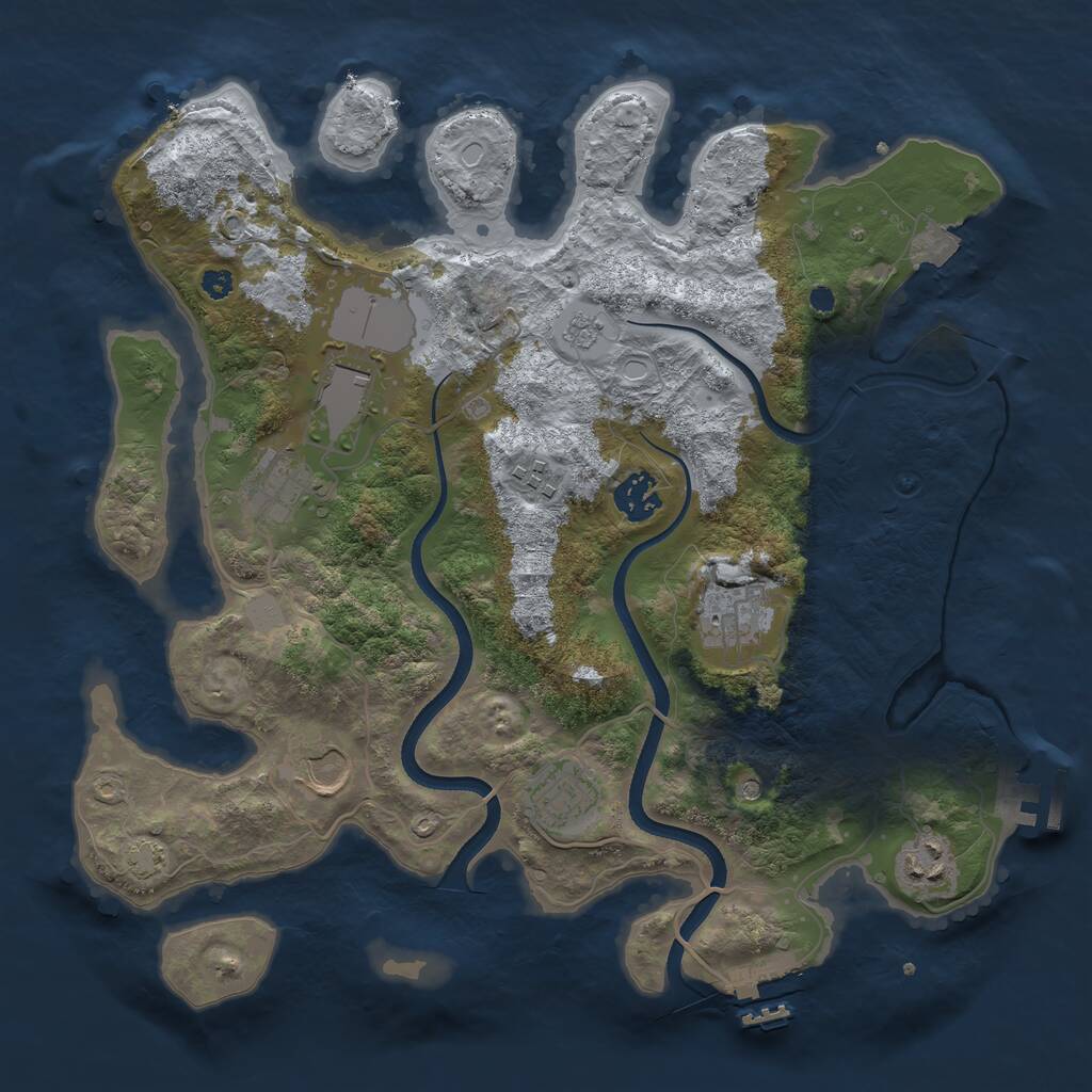 Rust Map: Procedural Map, Size: 3500, Seed: 776117079, 14 Monuments