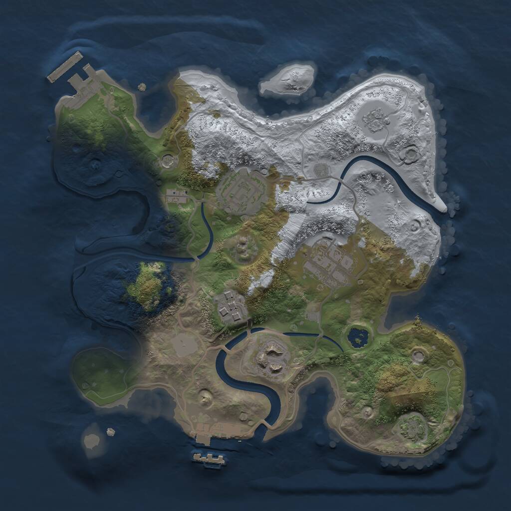 Rust Map: Procedural Map, Size: 2500, Seed: 93242340, 10 Monuments