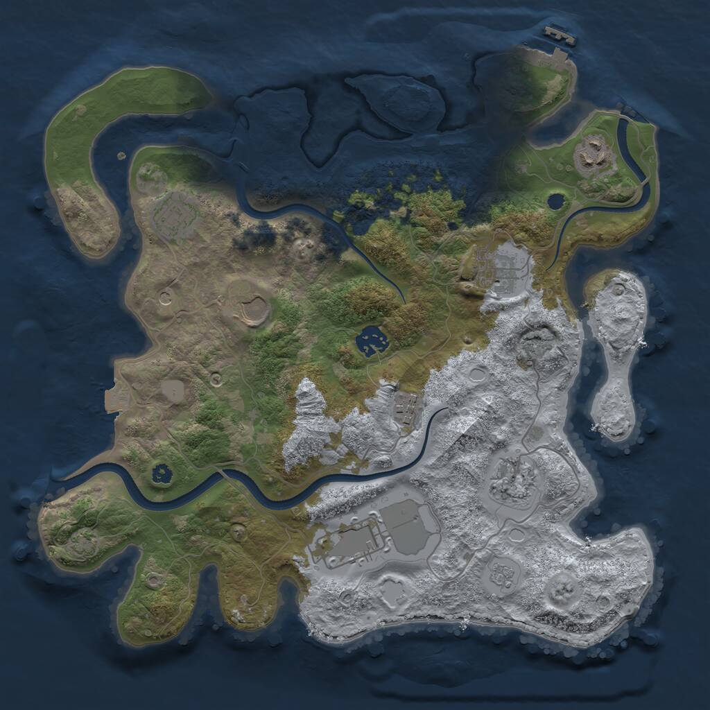 Rust Map: Procedural Map, Size: 3500, Seed: 937490638, 13 Monuments
