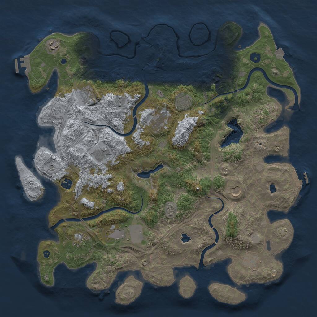 Rust Map: Procedural Map, Size: 4500, Seed: 1161195627, 17 Monuments