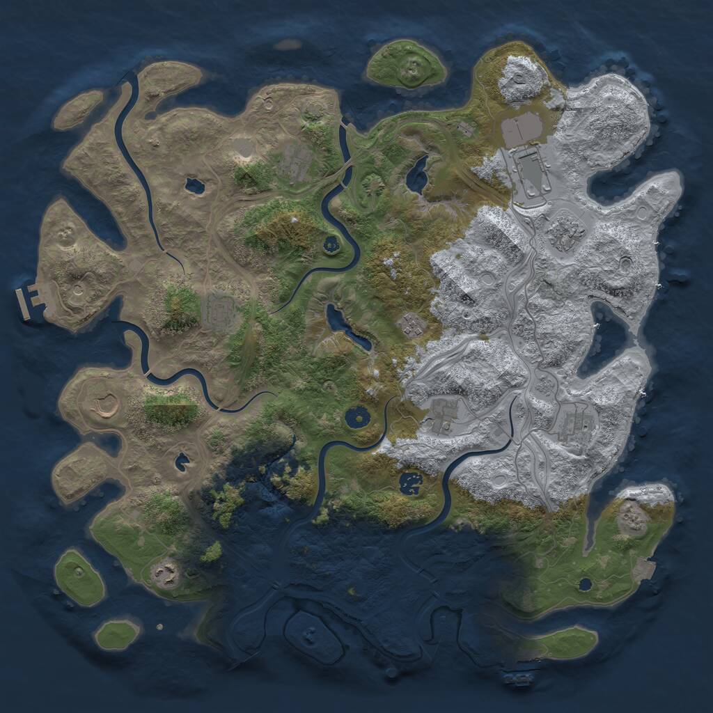 Rust Map: Procedural Map, Size: 4500, Seed: 517812, 16 Monuments
