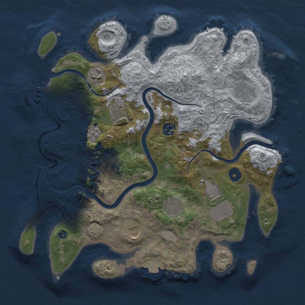 Rust Map: Procedural Map, Size: 3500, Seed: 1301007722, 13 Monuments