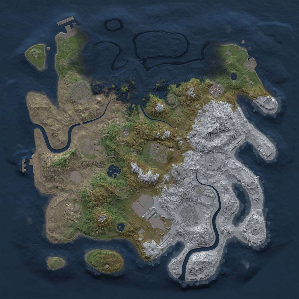 Rust Map: Procedural Map, Size: 3500, Seed: 229886595, 14 Monuments