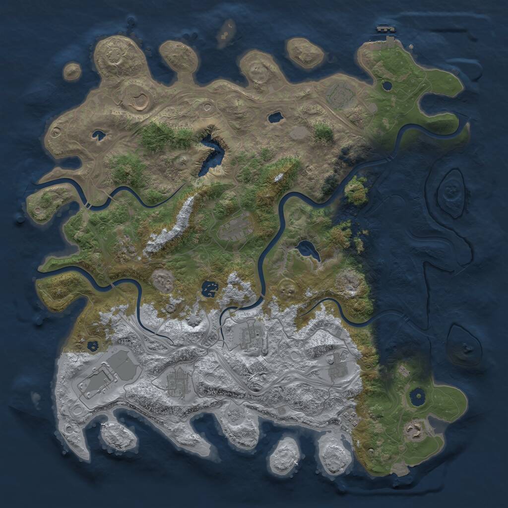 Rust Map: Procedural Map, Size: 4500, Seed: 788063559, 16 Monuments