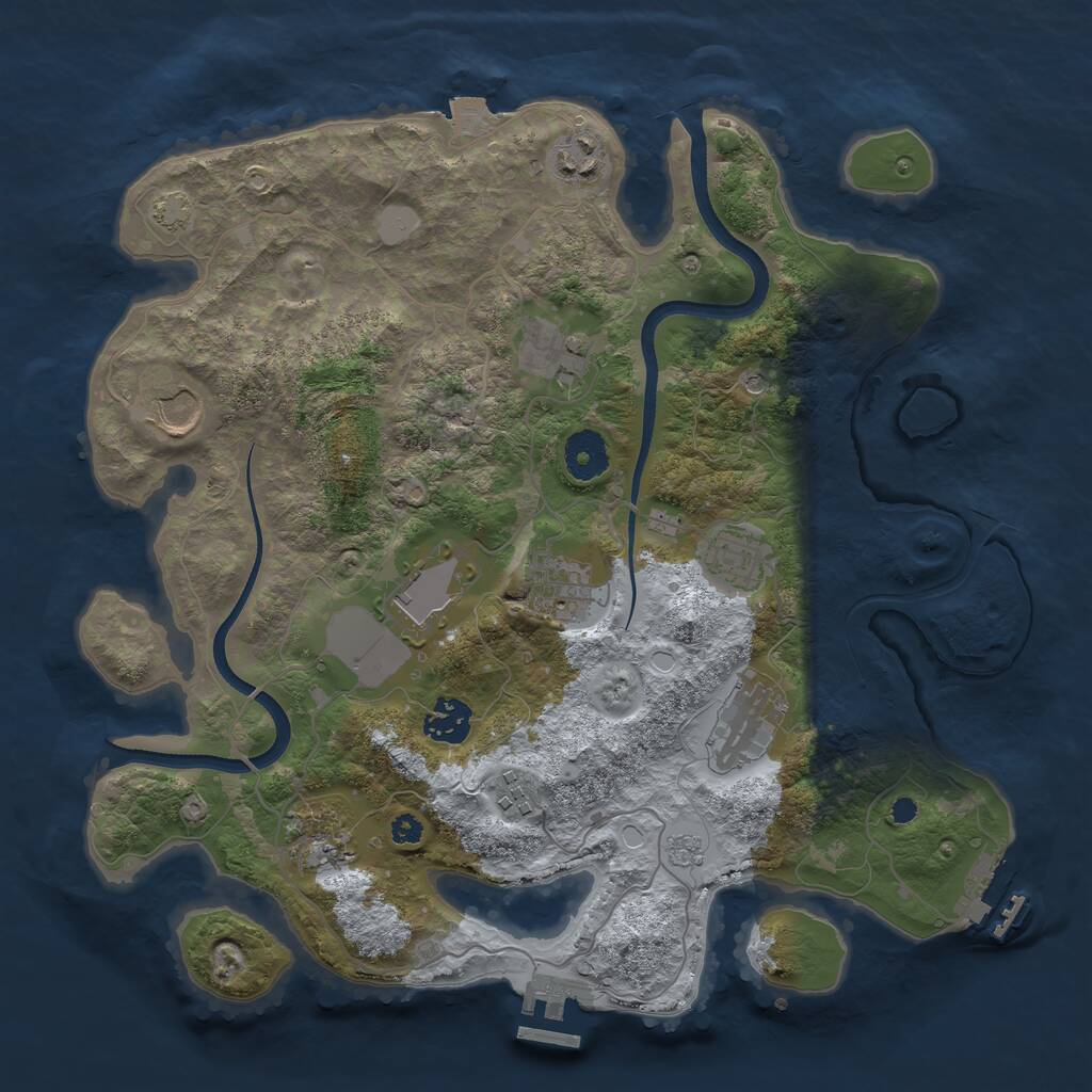 Rust Map: Procedural Map, Size: 3500, Seed: 370724638, 16 Monuments