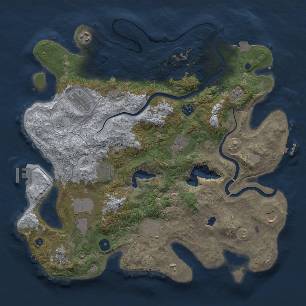 Rust Map: Procedural Map, Size: 4000, Seed: 247757888, 16 Monuments