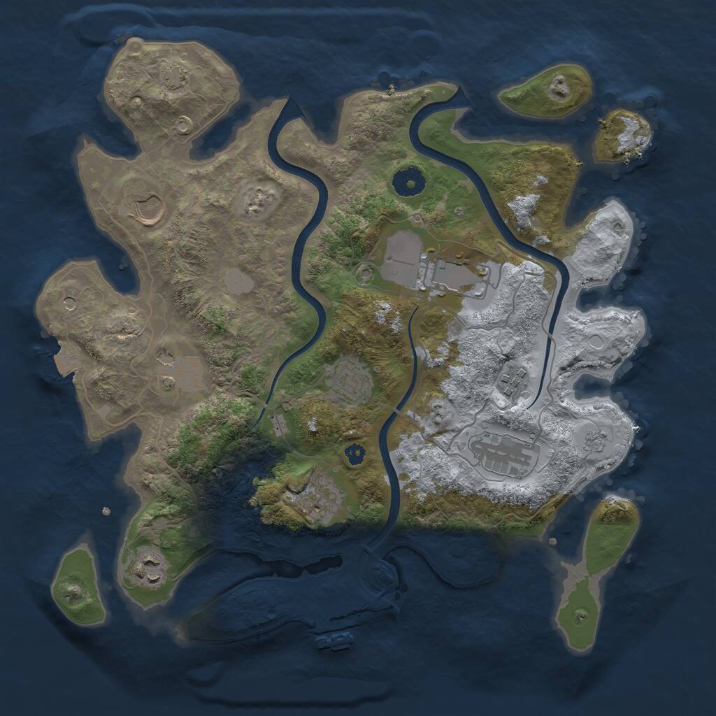 Rust Map: Procedural Map, Size: 3500, Seed: 2029527108, 13 Monuments