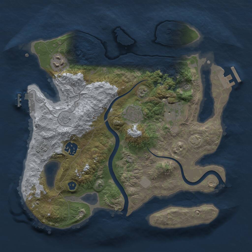 Rust Map: Procedural Map, Size: 3000, Seed: 1391521290, 11 Monuments