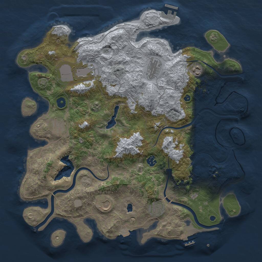 Rust Map: Procedural Map, Size: 4000, Seed: 160070, 14 Monuments