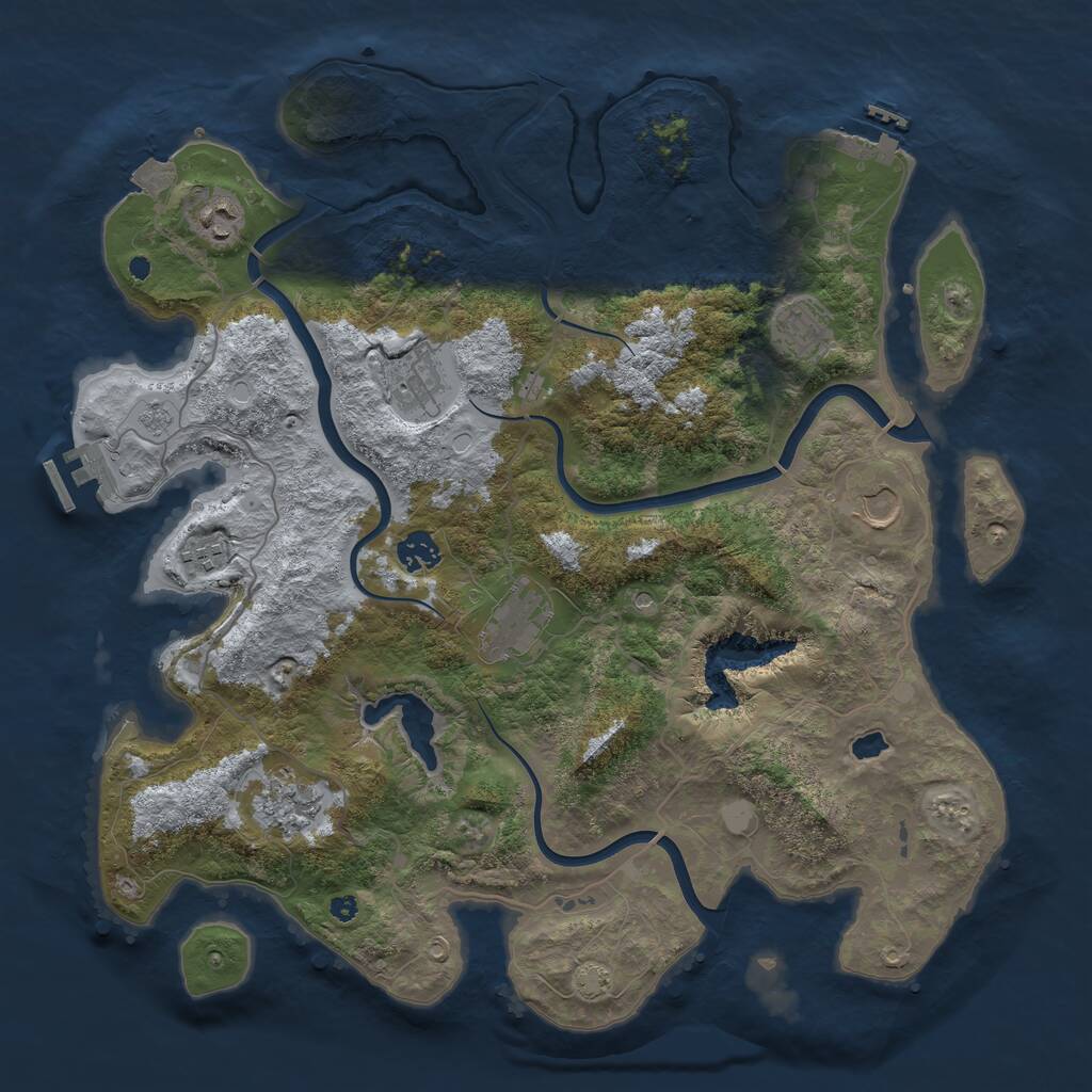 Rust Map: Procedural Map, Size: 4000, Seed: 2103440491, 14 Monuments