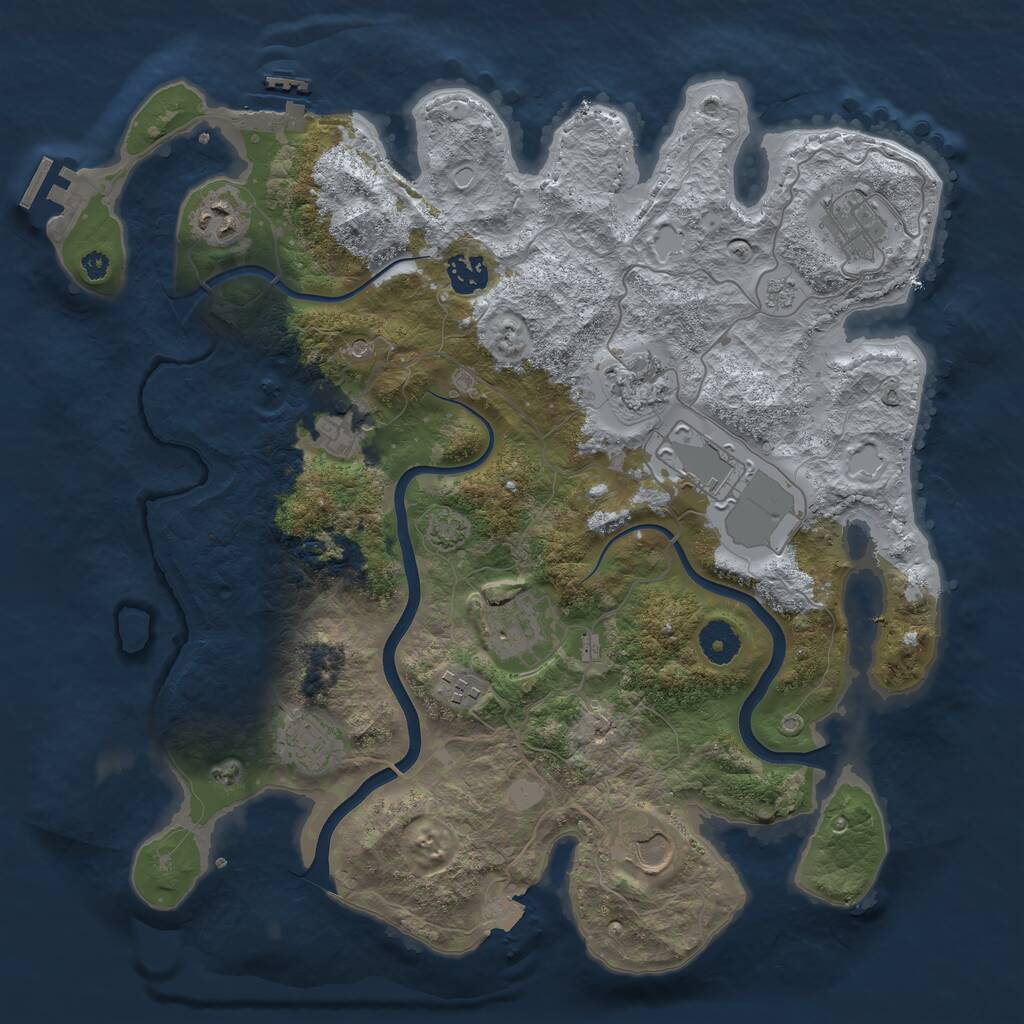 Rust Map: Procedural Map, Size: 3750, Seed: 1090726455, 16 Monuments