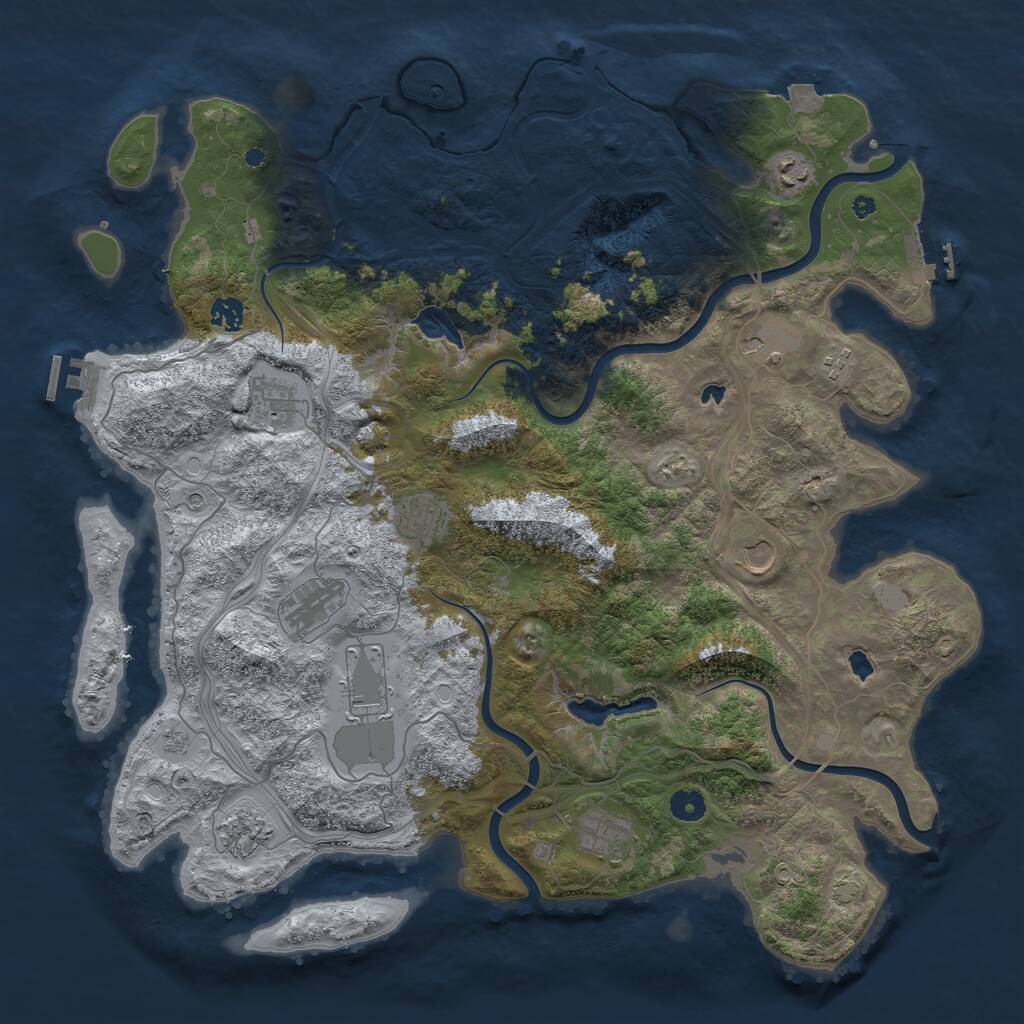 Rust Map: Procedural Map, Size: 4500, Seed: 1398199215, 17 Monuments