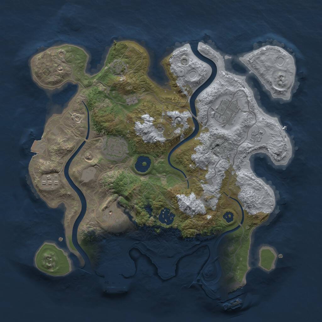 Rust Map: Procedural Map, Size: 3000, Seed: 2144864725, 11 Monuments