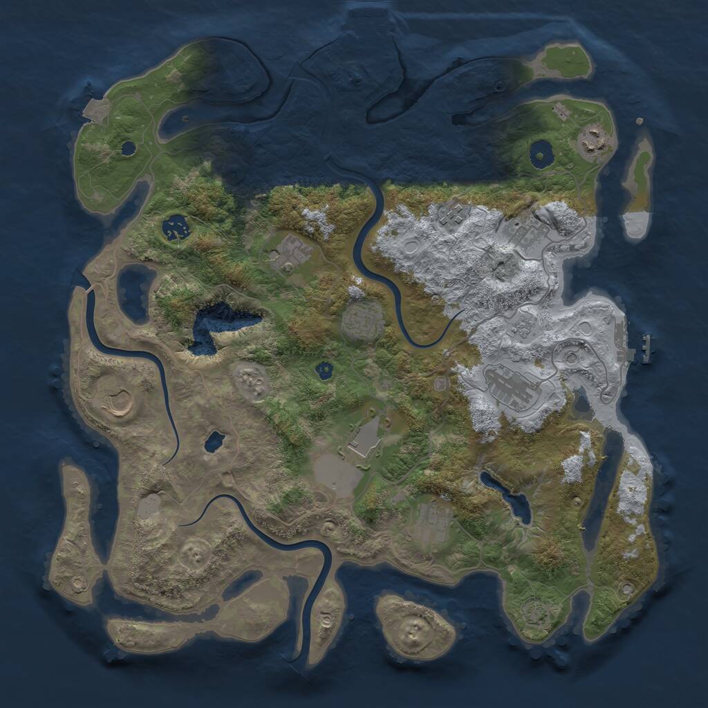 Rust Map: Procedural Map, Size: 4000, Seed: 1783728074, 16 Monuments