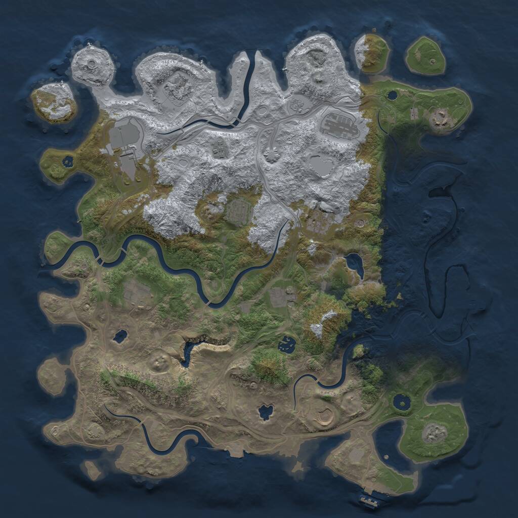 Rust Map: Procedural Map, Size: 4500, Seed: 2086307385, 17 Monuments