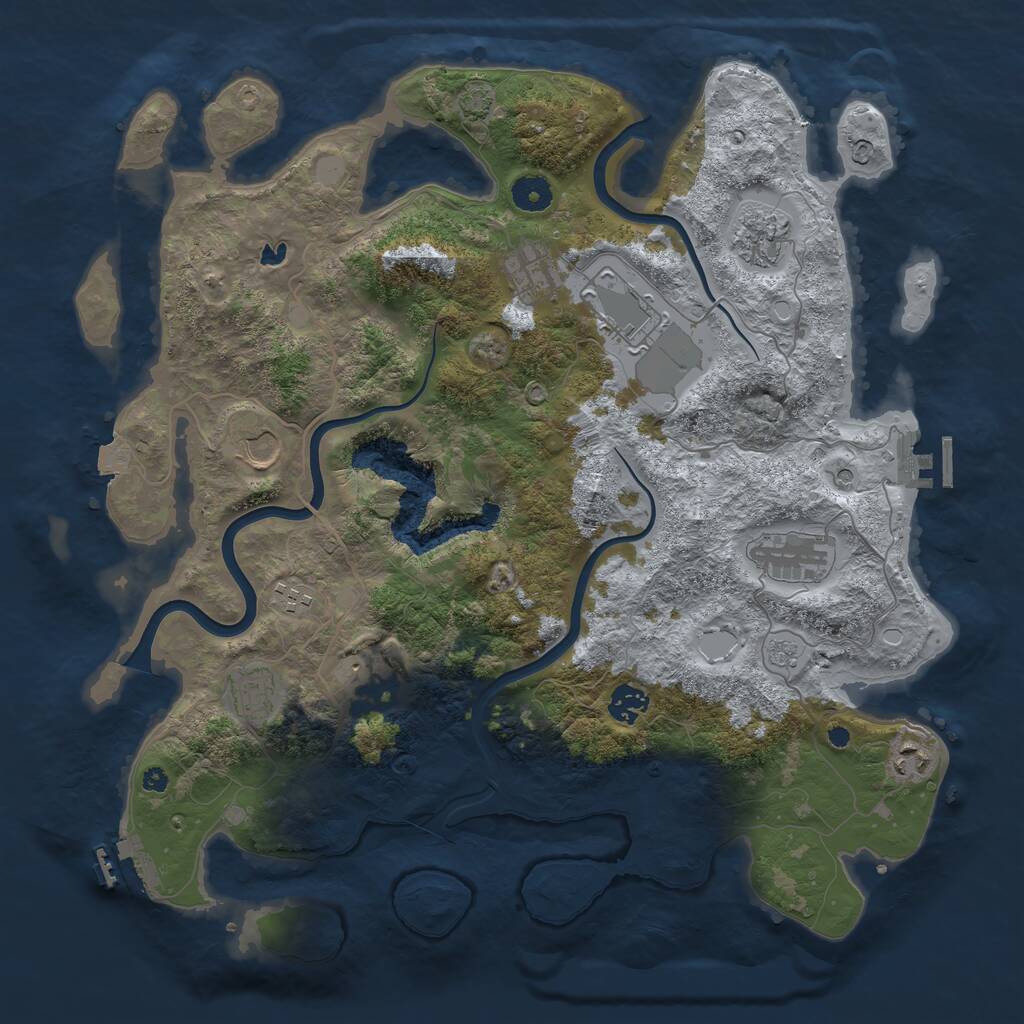 Rust Map: Procedural Map, Size: 4000, Seed: 23385, 16 Monuments