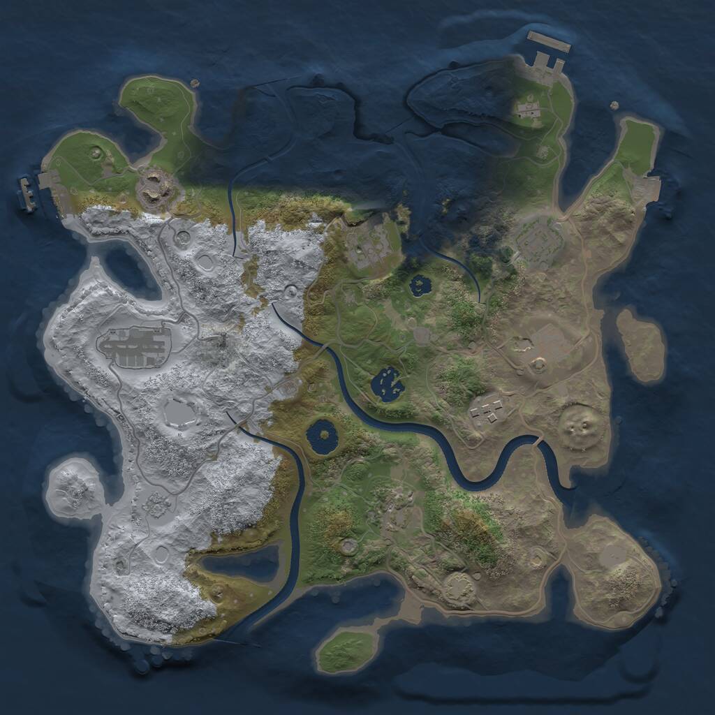 Rust Map: Procedural Map, Size: 3300, Seed: 396580242, 14 Monuments